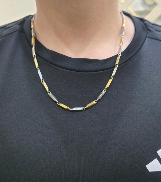 Choromic Silver gold combo chain +(gift bracelet)