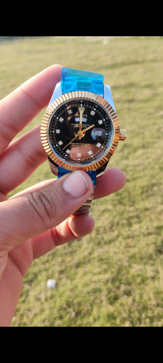 Luxury day date black dial